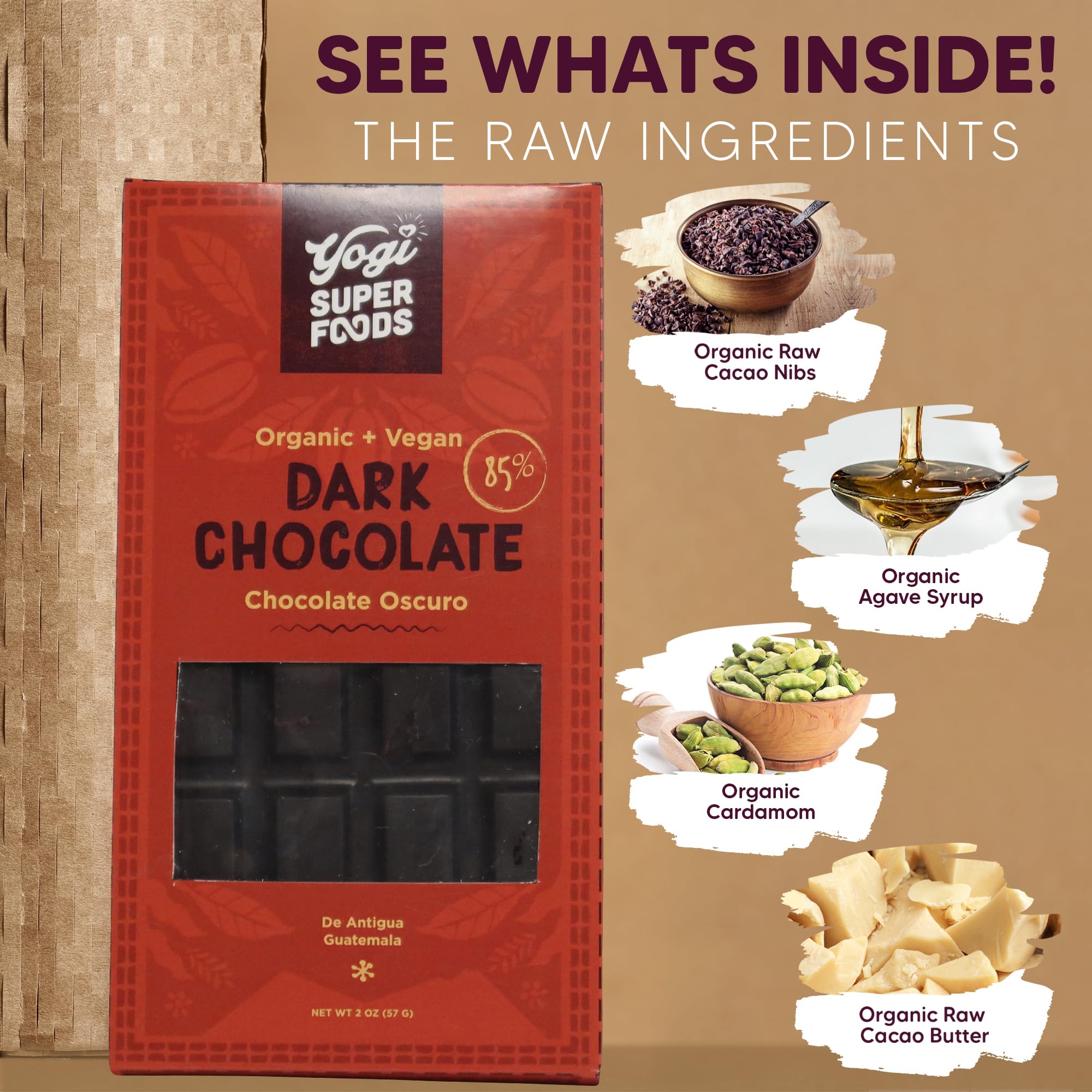 Amazon.com: Yogi Super Foods 85% Organic Dark Chocolate Cacao Bar