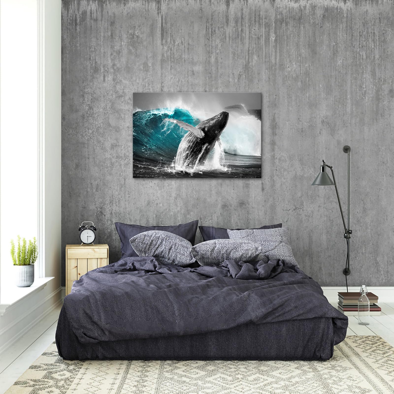 Amazon.co.jp: iKNOW FOTO 「24x36 サーフィン波とクジラ キャンバス