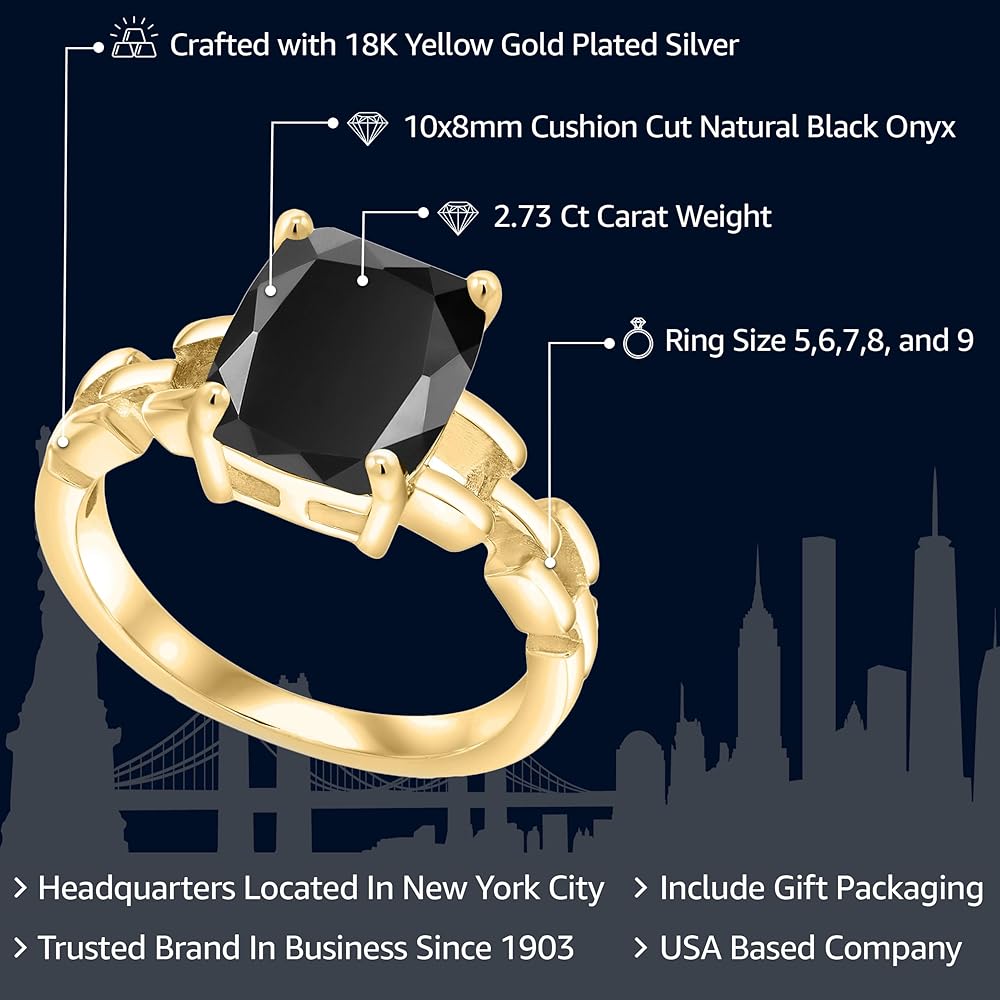 Amazon | [Gem Stone King] 2.73カラット 天然 オニキス リング 指輪