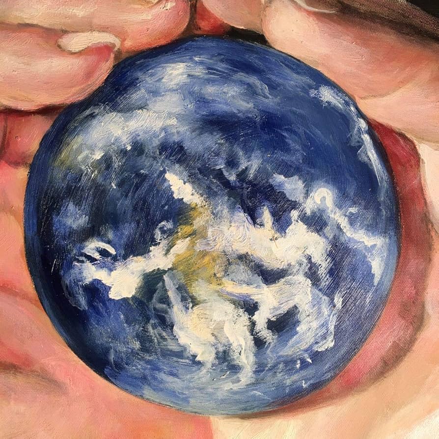 Amazon.co.jp: 60×50cm 手書き油絵 私たちの地球 インテリア 置物 絵画