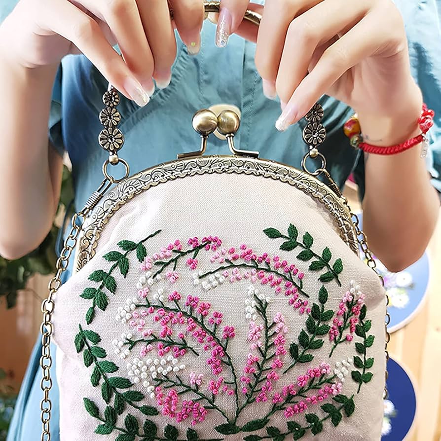 Amazon | 刺しゅうキット がま口 バッグ 財布 手作り DIY フラワー