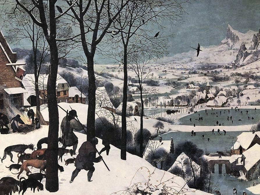 Amazon | ピーテル・ブリューゲル 雪中の狩人 A4 ポスター 輸送用 額