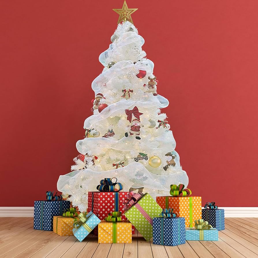 Amazon.com: BDL 9FT White Christmas Tree Premium Hinged Artificial