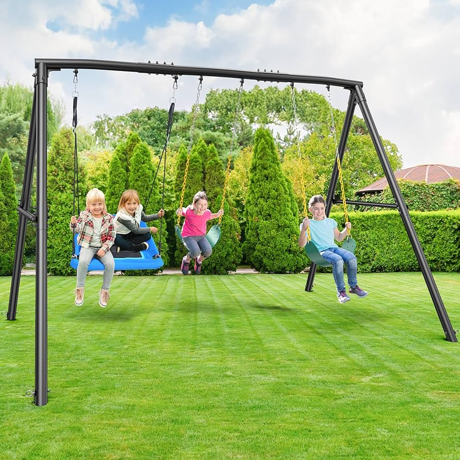 Hapfan 600lbs Heavy Duty Swing Set with 1 Platform Swing, 2 Belt