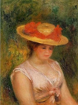 Amazon | ピエールオーギュストルノワール麦わら帽子の若い女性-DIY5D