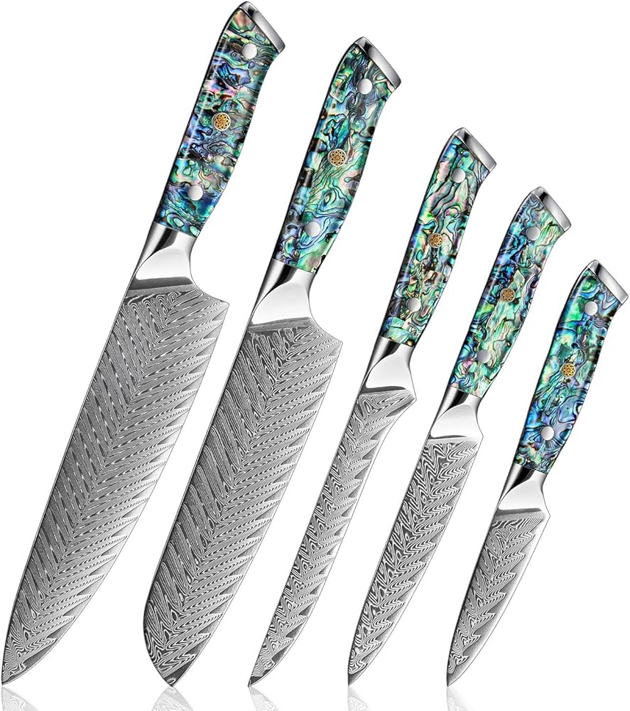 Amazon.com: SENKEN Damascus Steel Kitchen Knife Set - Umi