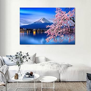 Amazon.co.jp: 富士山 桜 絵画 桜景色 富士山の風景 開運 ポスター