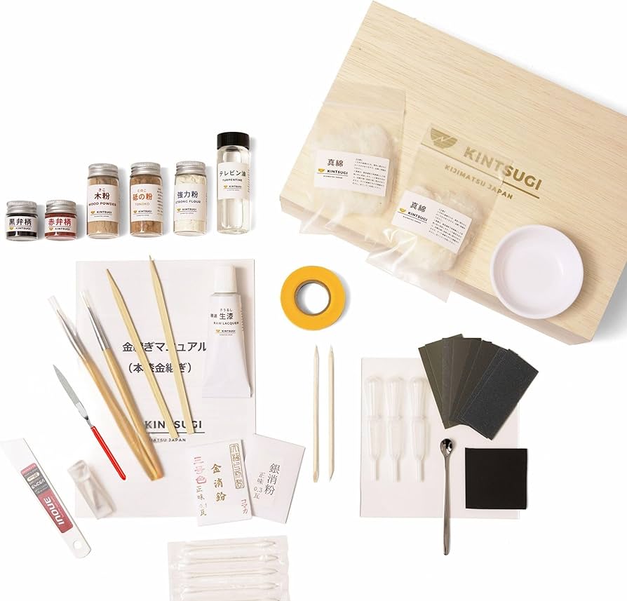 Amazon.co.jp: [キジマツ] 金継ぎセット 金紛0.1g ＋ 銀紛0.3g 自然
