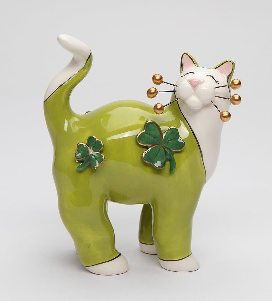 Amazon.com: Cosmos Gifts Fine Ceramic Whiskers Shamrock Cat