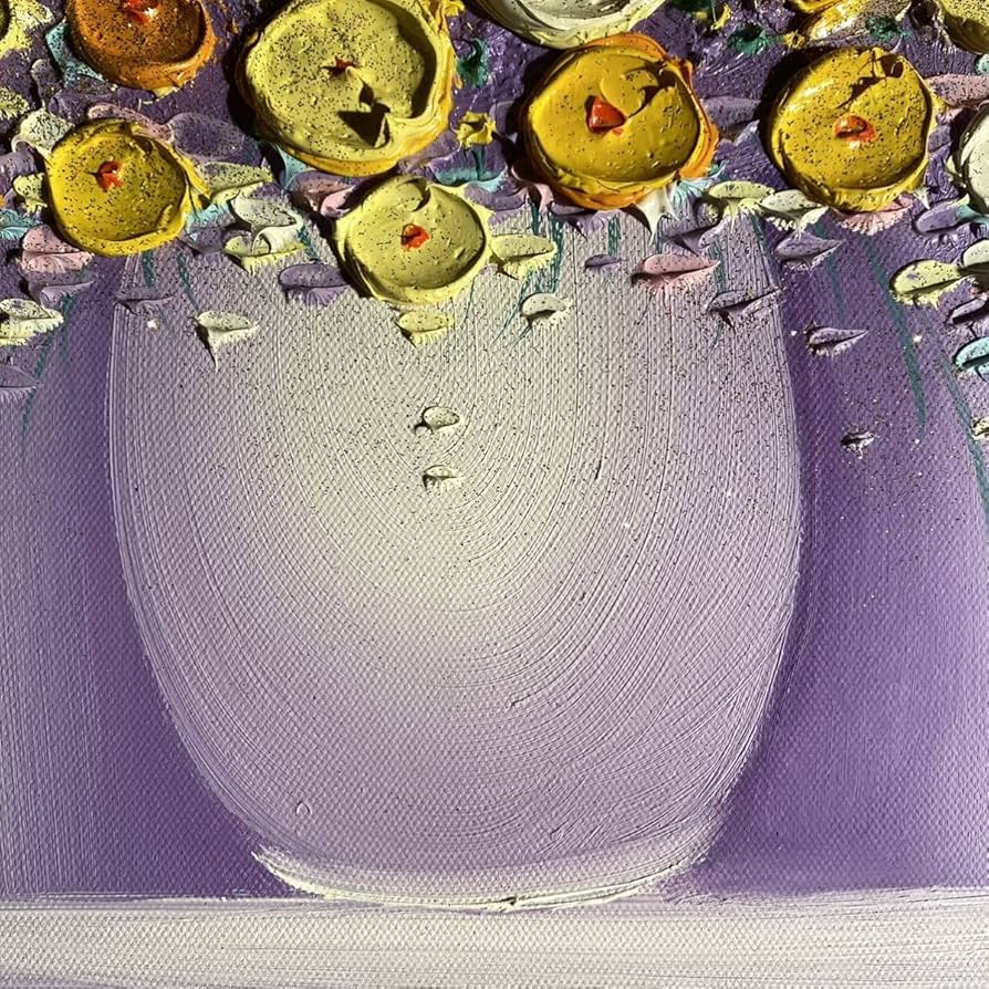 Amazon.co.jp: 秀作 手書き油絵 立体花瓶の花 額付 絵画 インテリア