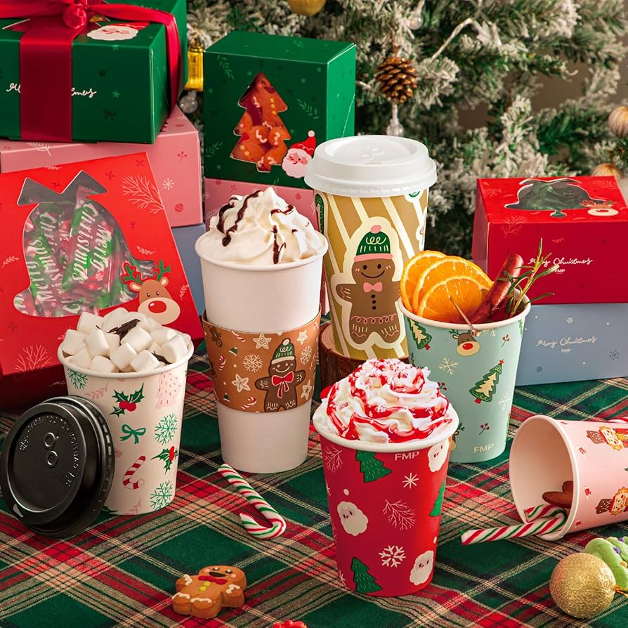 Amazon.com: FMP Brands 50 Pack Christmas Paper Coffee Cup Sleeves