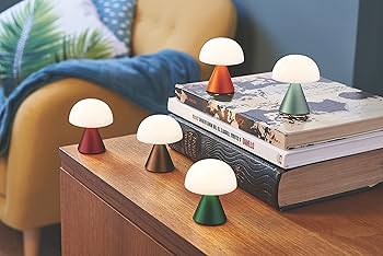 Lexon Mina Small Mushroom Lamp - LED Portable Bedside Light for