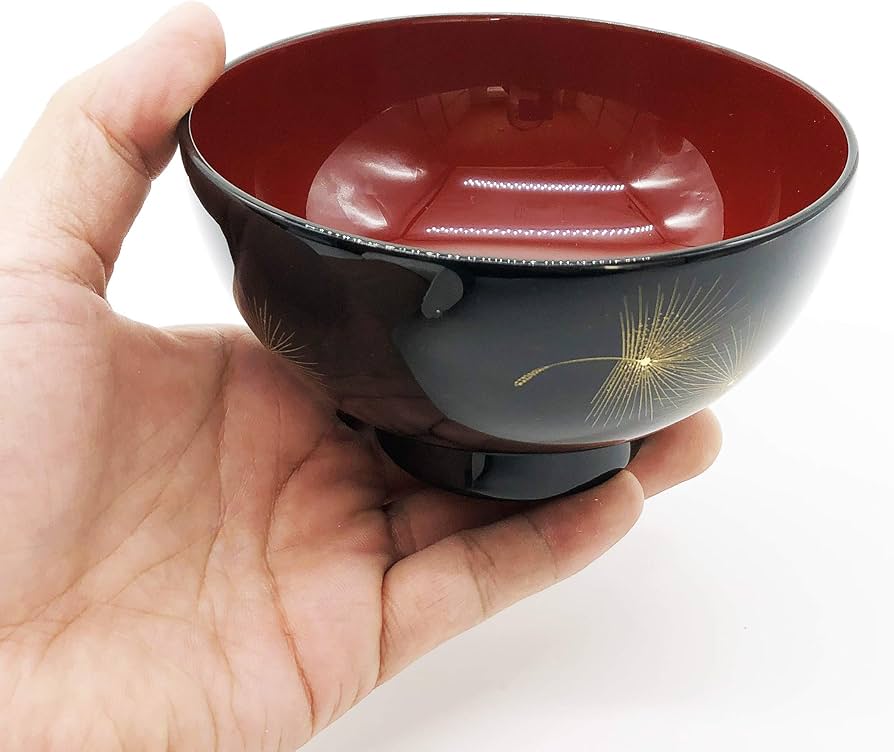 Amazon.co.jp: 大藤漆器店 輪島塗 夫婦汁椀 黒内朱・朱 飛花沈金 WA10