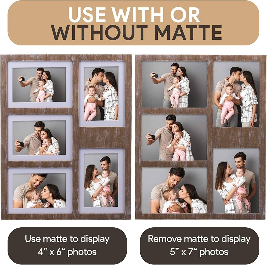 Amazon | GLM 4x6または5x7 コラージュ写真フレーム 壁用 5枚の写真を