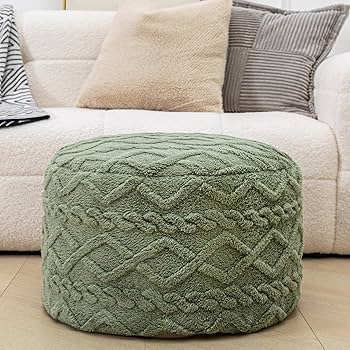 Amazon.com: Poofieotto Round Pouf Ottoman Stuffed 20x12 Inches