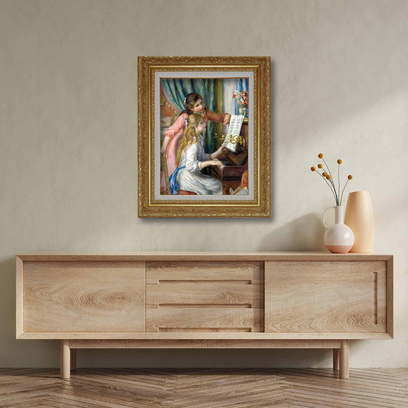 Amazon.co.jp: AC HAN016 ルノワール ピアノを弾く少女たち F6 額入り