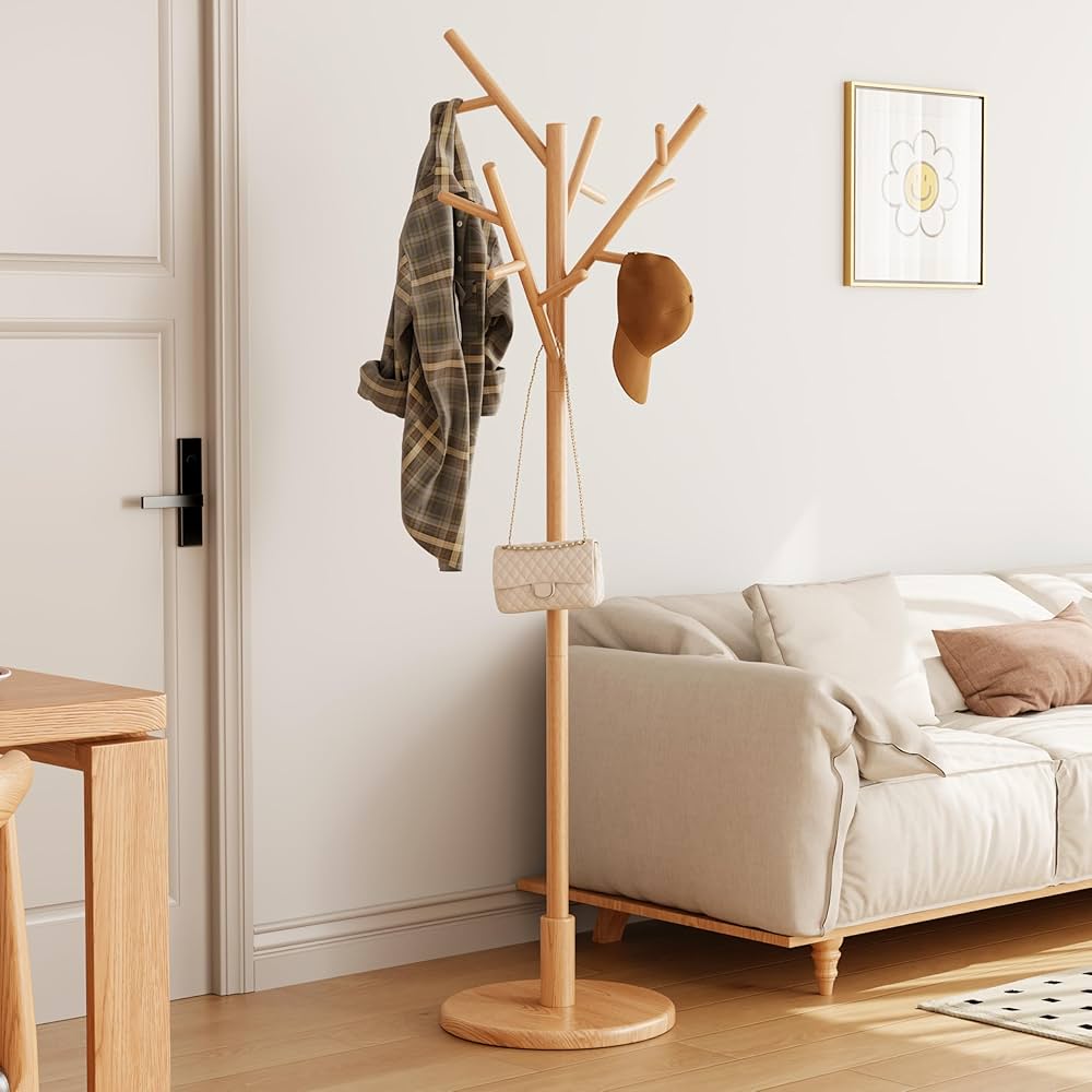 Amazon.co.jp: Mangowood ポールハンガー 木製 ハンガーポール