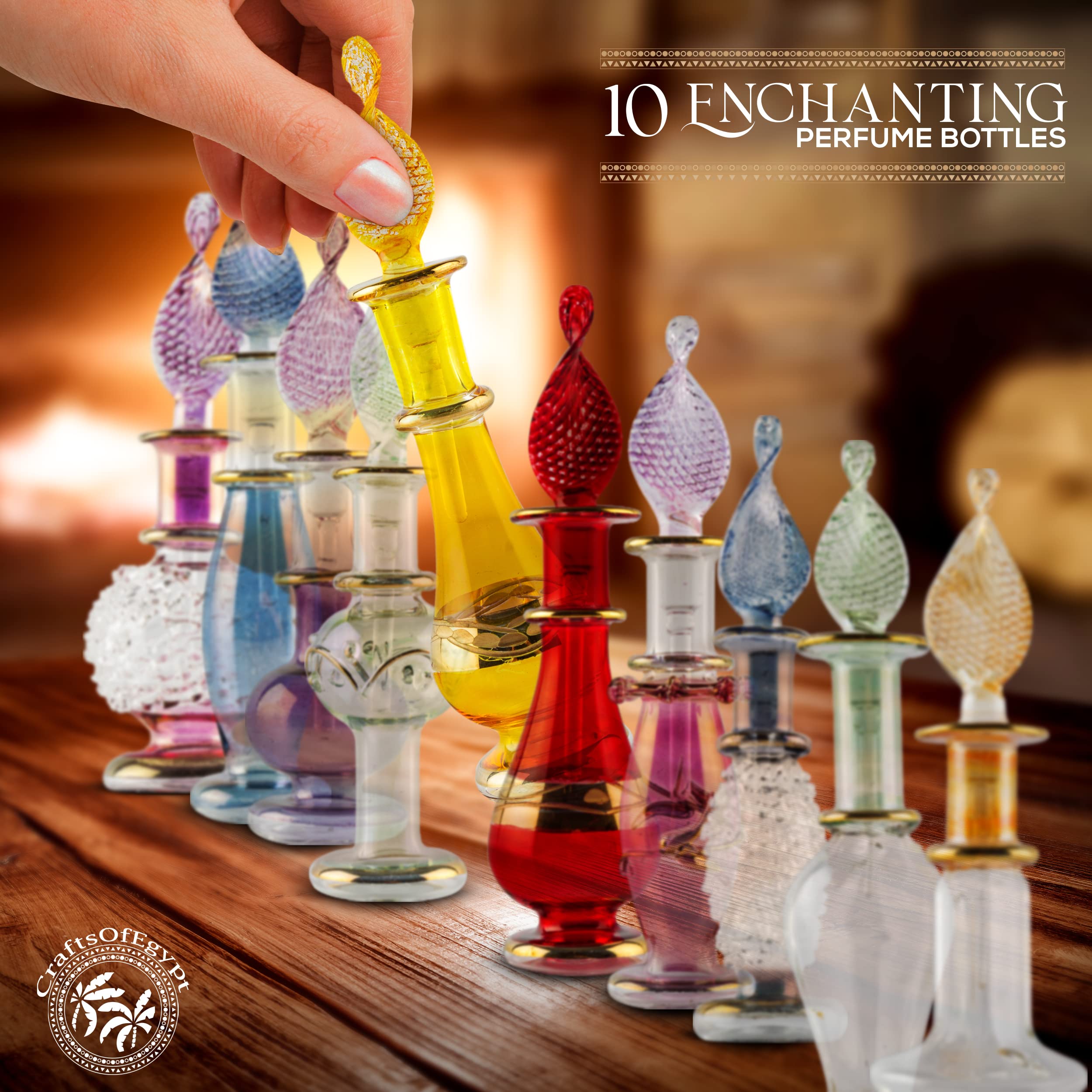 Amazon.co.jp: CraftsOfEgypt 精霊 吹きガラス ミニチュア香水ボトル