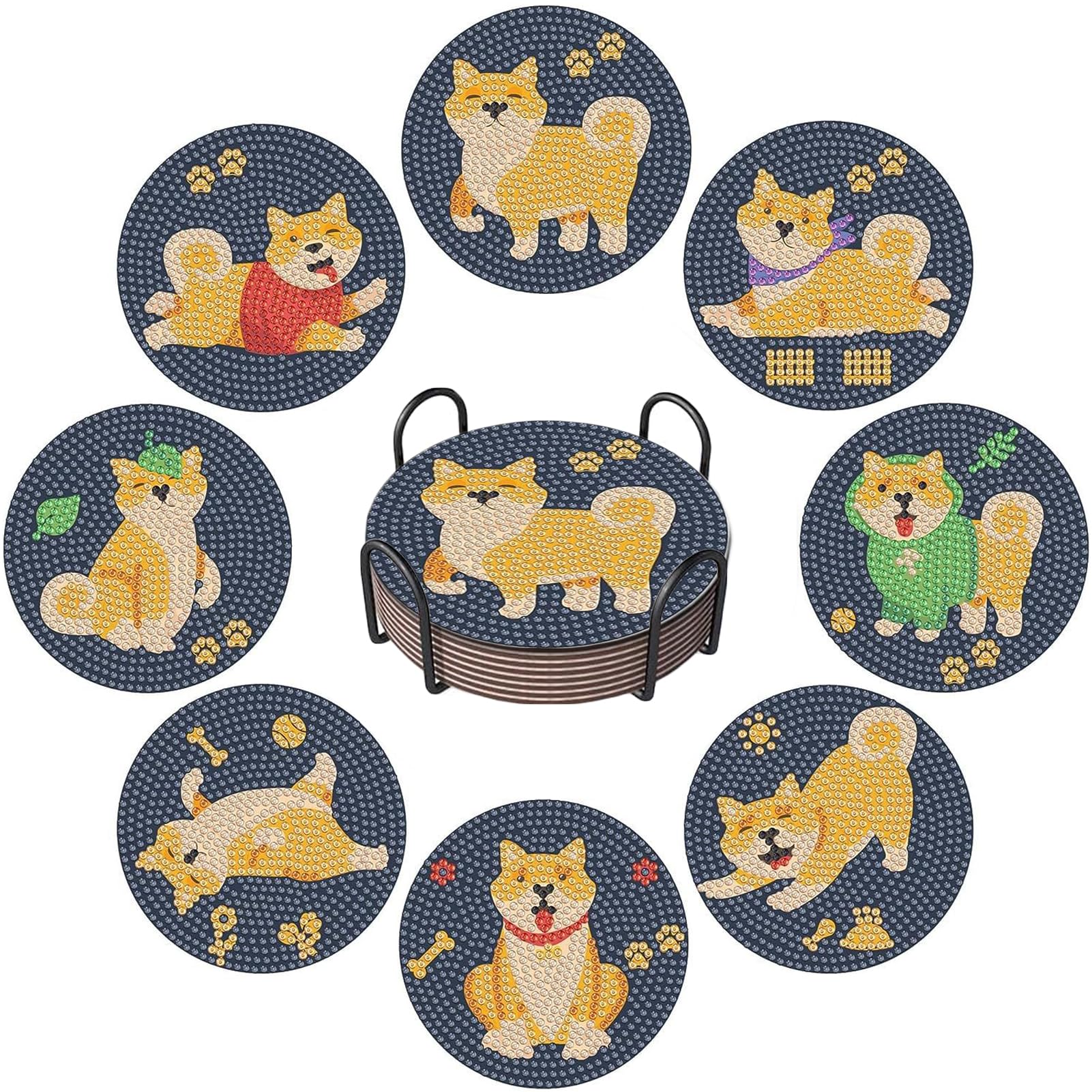 Amazon | Sitengle ダイヤモンドアート コースター キット8個入 ビーズ