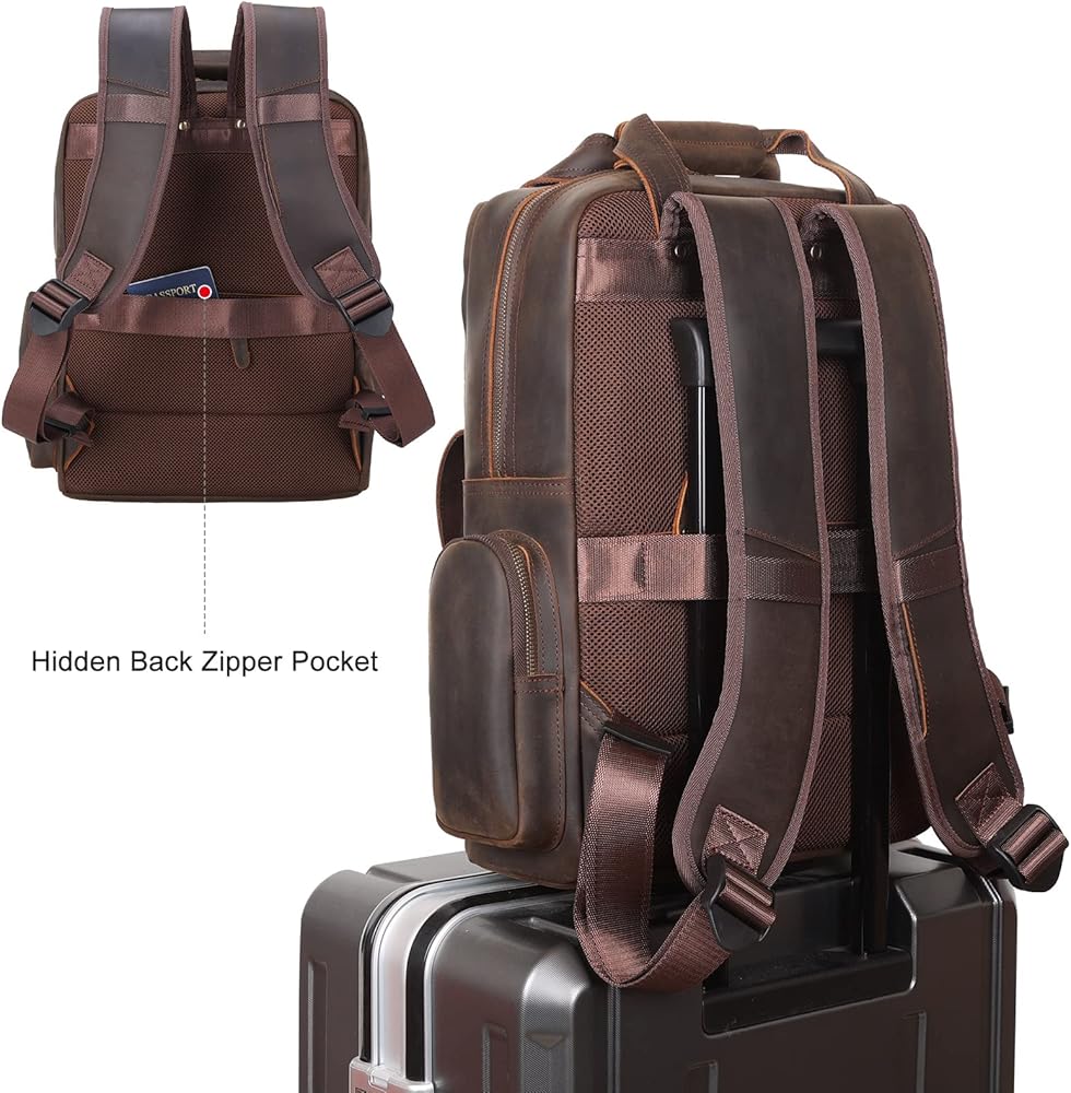 Amazon.com: TIDING Genuine Leather 15.6 inch Laptop Backpack for