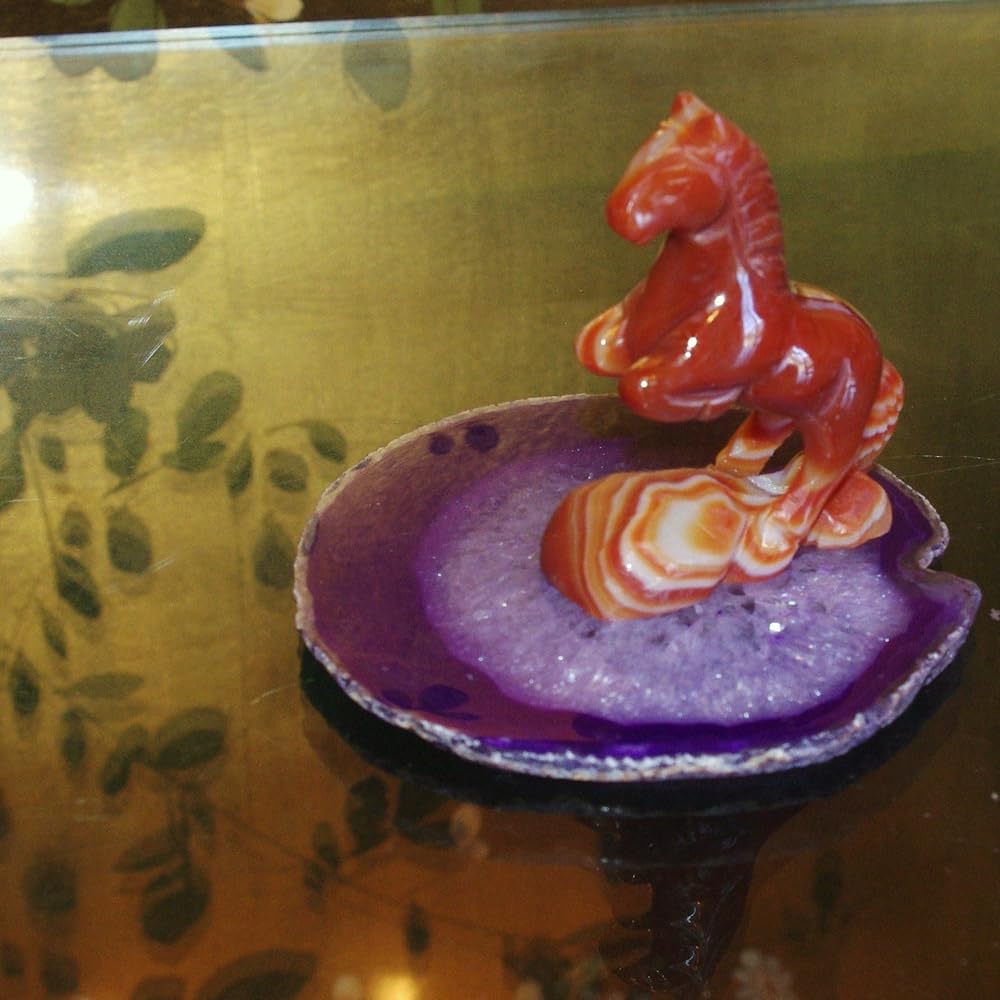 Amazon | theory xyz 瑪瑙(赤瑪瑙) 馬 置物 スライス板 2点セット