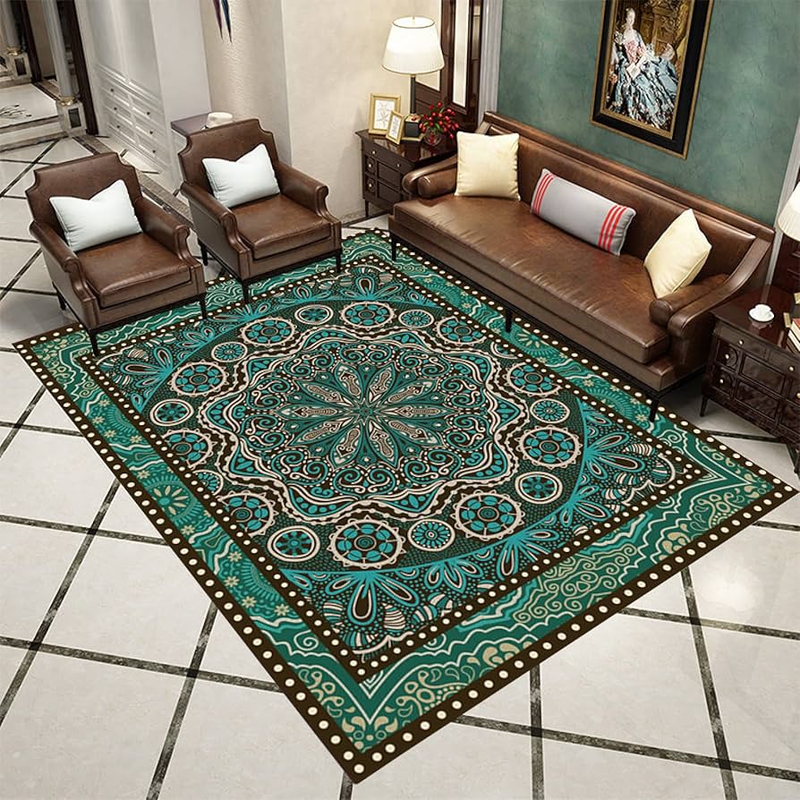 Amazon | カーペット緑ラグマットペルシャ絨毯風 洗える180*280CM