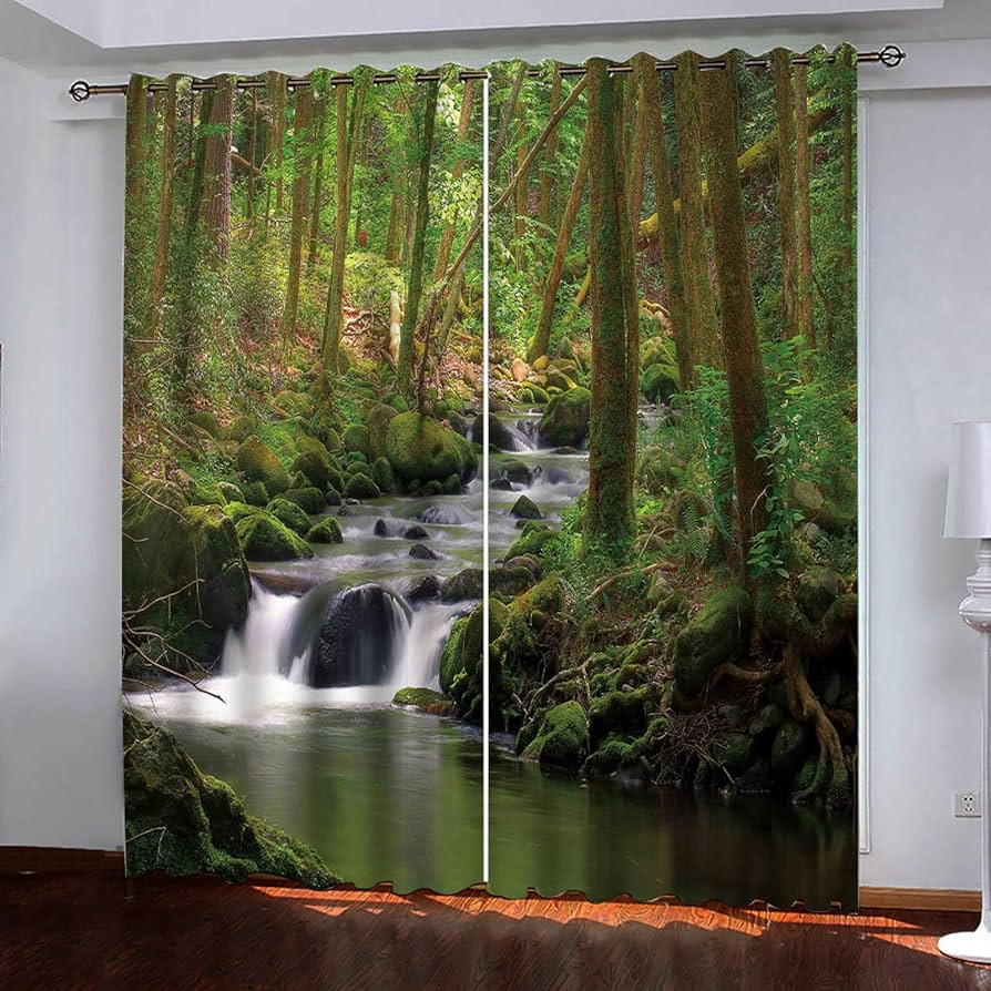 Amazon｜防音カーテン 遮音カーテン 幅110 x 丈215 cm x 2枚入 森と川