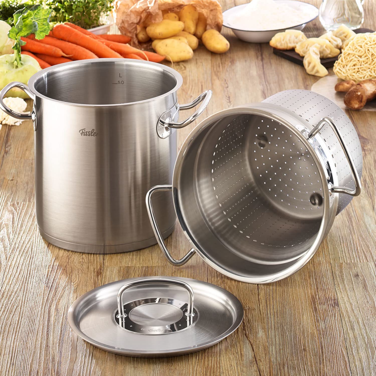 Amazon｜フィスラー (Fissler) 両手鍋 パスタ鍋 マルチスター 20cm