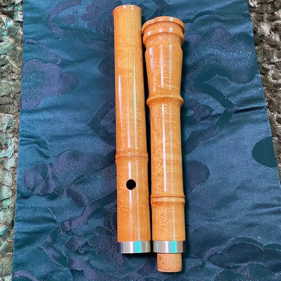 Y3110-8 琴古流 尺八 月童 銀三線 全長42.3㎝ 竹製 Y3110-