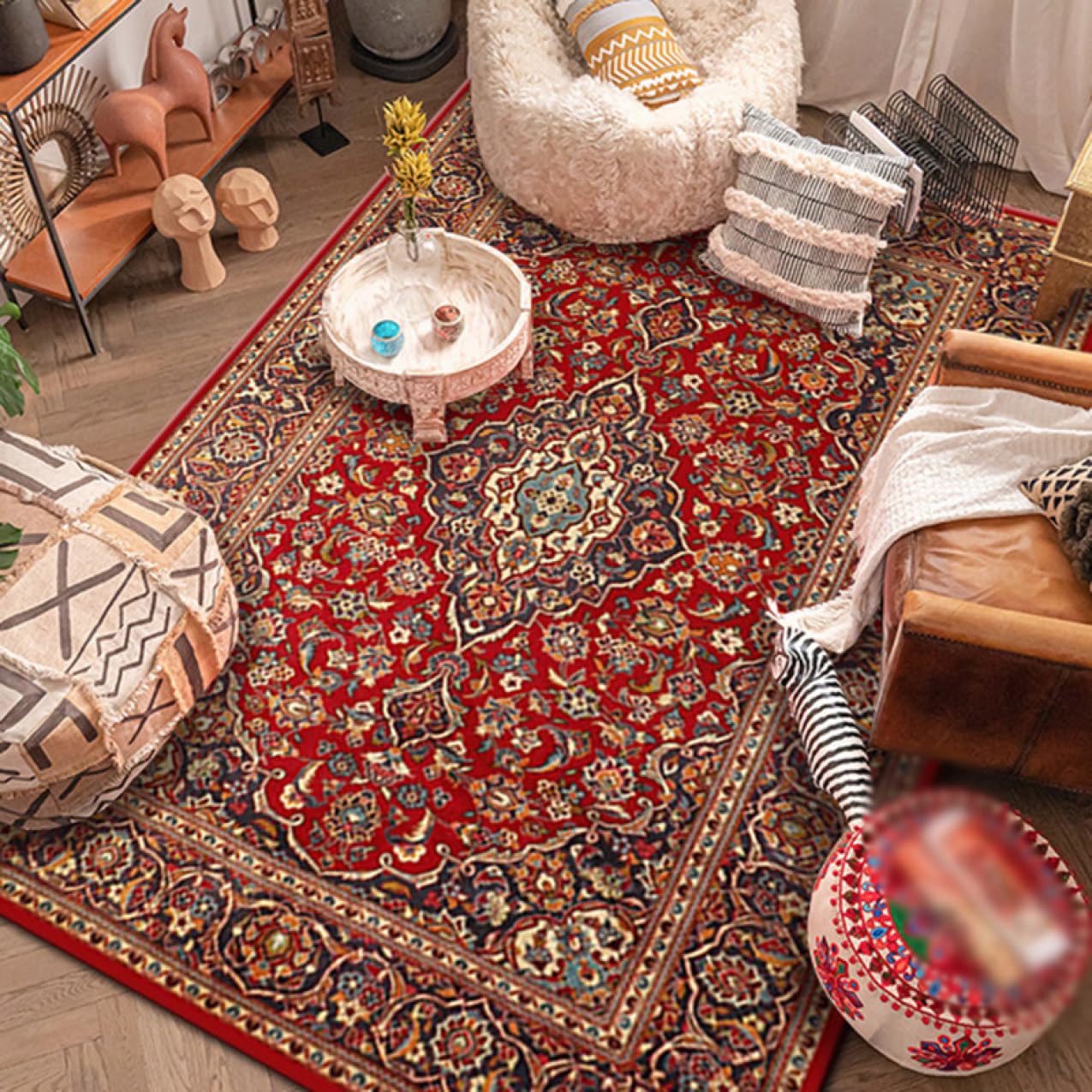 Amazon｜カーペット 3畳 ペルシャ絨毯風 ラグ マット 花柄 洗える