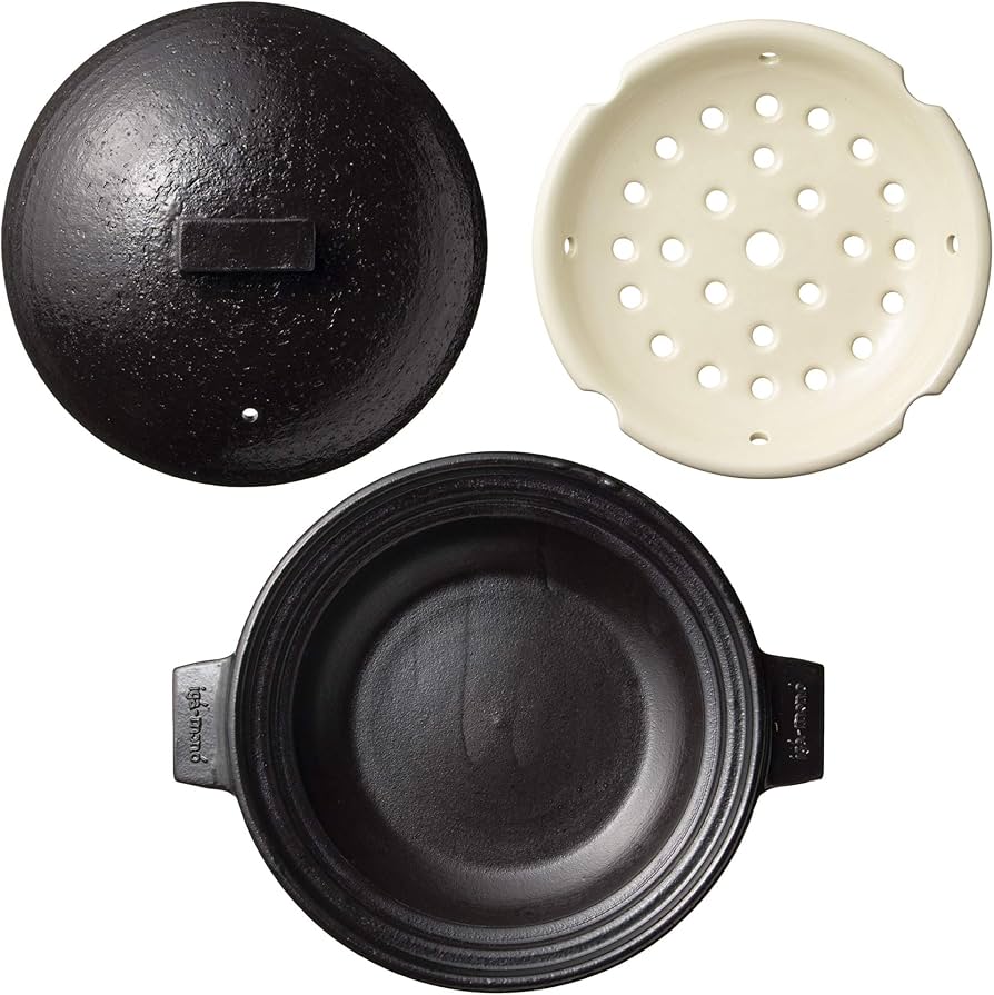 Amazon｜長谷園 ビストロ 蒸し鍋 大 (2-4人用) 黒 直火対応 オーブン