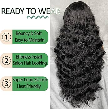 Amazon.com : SOKU Black 13x6 Lace Frontal Wig 32 Inches Long