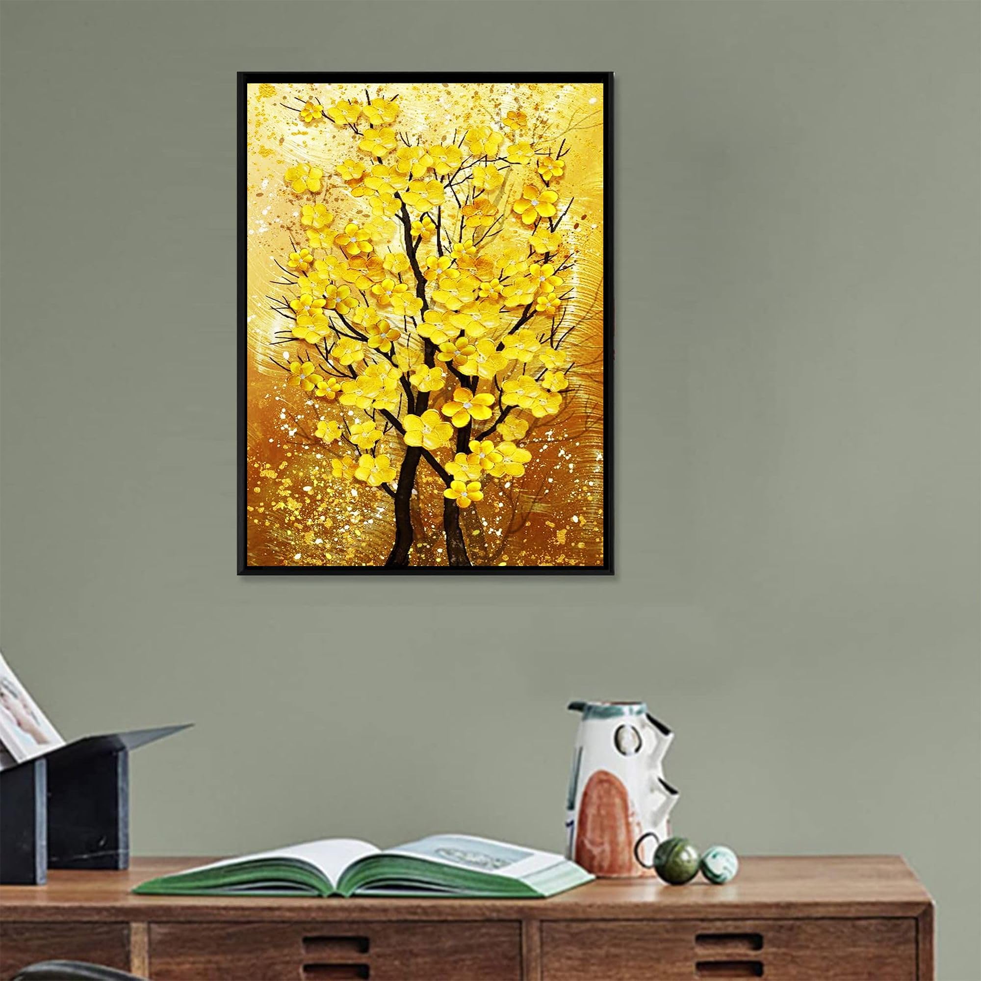 Amazon.co.jp: LUHSICEアートパネル 風水 絵 金運アップお 幸運の木