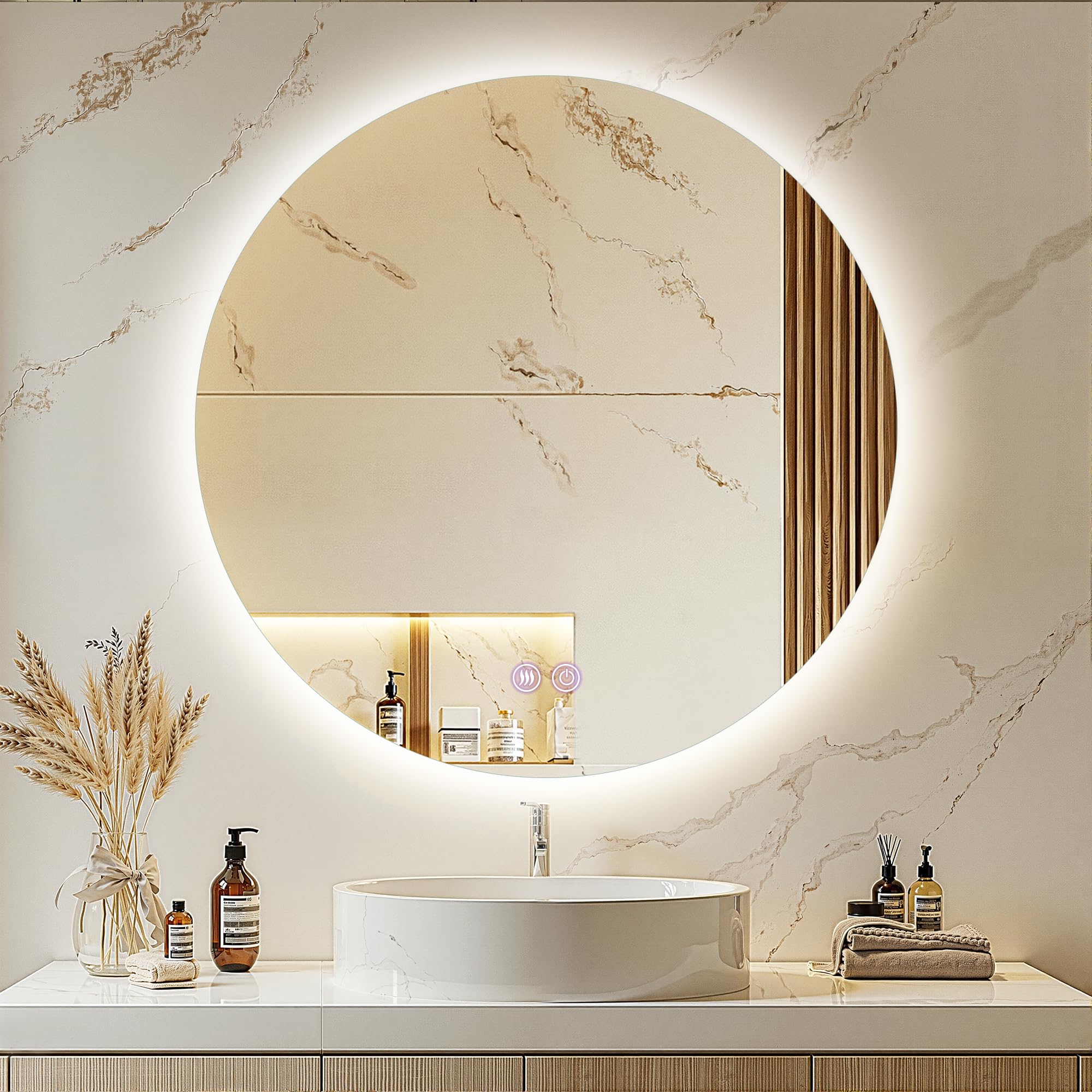 Amazon.co.jp: ミルオ君の鏡工房 LED浴室ミラー ウォールミラー 化粧鏡