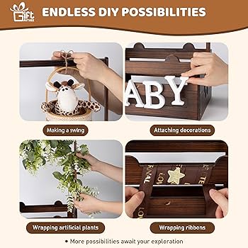 Amazon.com : GiftAmaz Brown Wooden Baby Shower Crate Closet, Baby