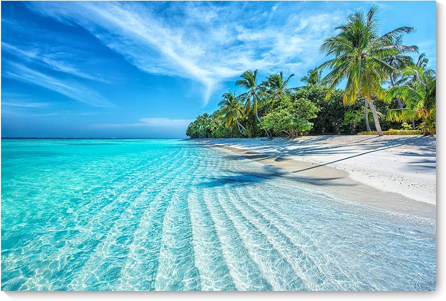 Amazon.co.jp: アートパネル ポスター 海の景色 絵画 現代 青空 白雲