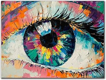 Amazon.co.jp: 抽象芸術のポスターはカラフルな目のキャンバスの絵画を
