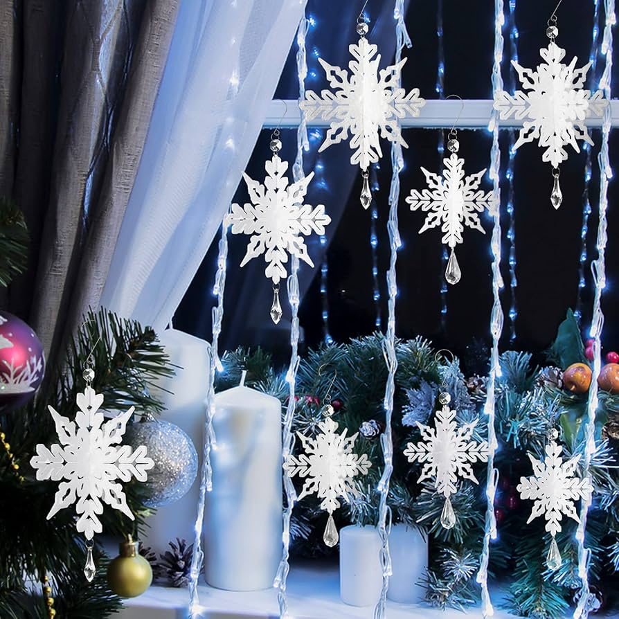 Amazon.co.jp: ホワイトクリスマススノーフレークオーナメント