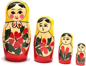Amazon | セミョーノフ産 マトリョーシカ 6個組 伝統柄 黄 [ロシア