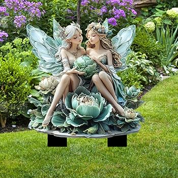 Amazon.co.jp: 妖精の置物、妖精の庭の妖精 - 緑の花の妖精の庭の装飾