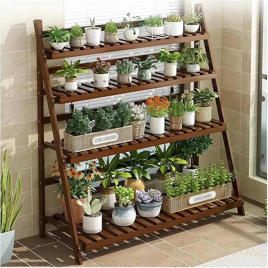 4-Tier Step Flower Rack, Plant Ladder Shelf for Indoor Outdoor