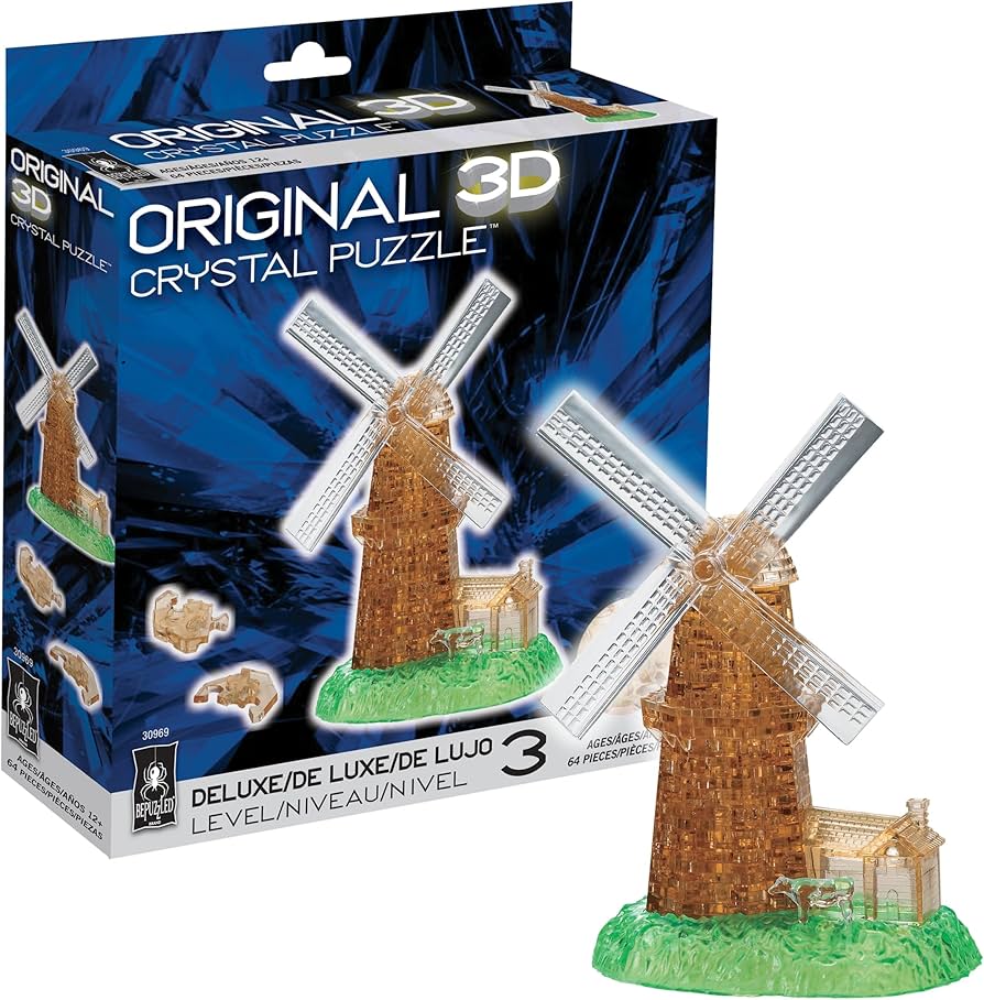 Amazon.com: BePuzzled, Windmill Deluxe Original 3D Crystal Puzzle