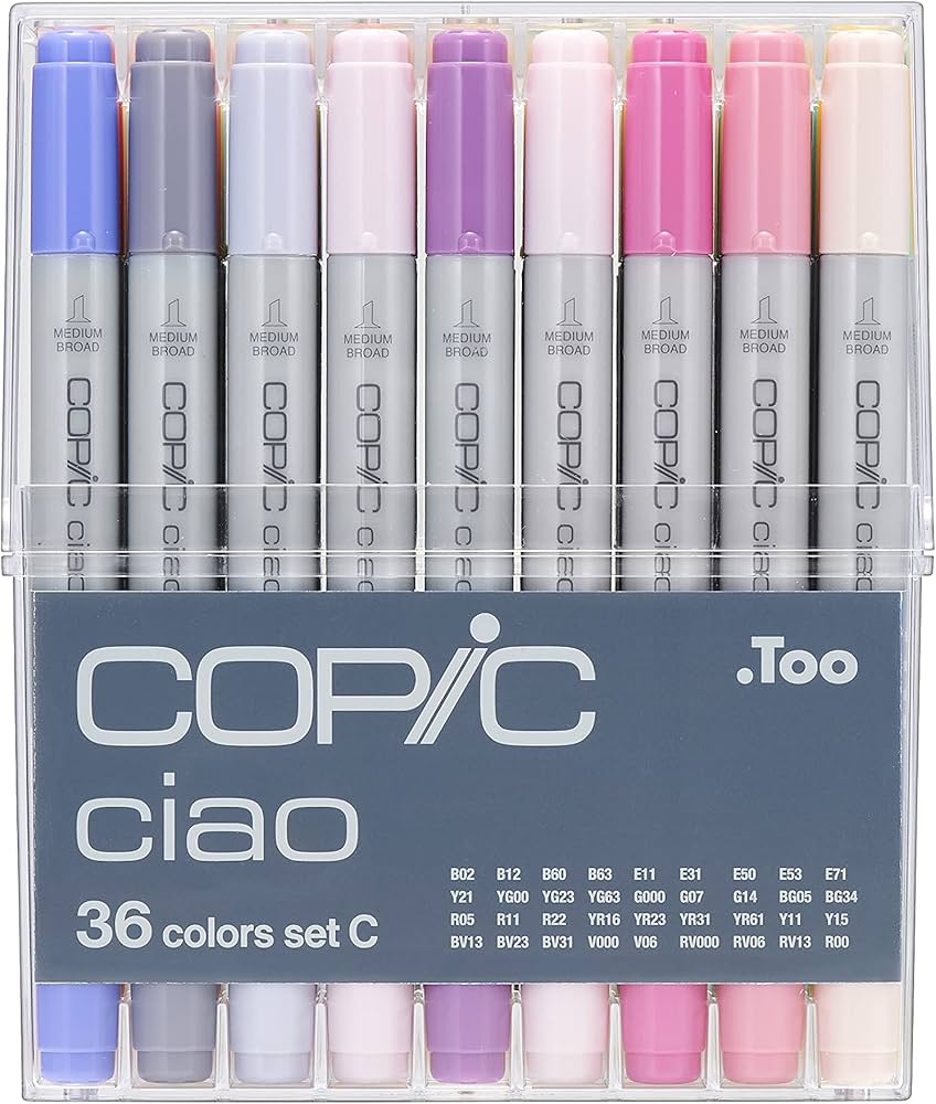 Amazon.com: Copic Ciao, Alcohol Markers, 36 Colors Dual Brush Tip
