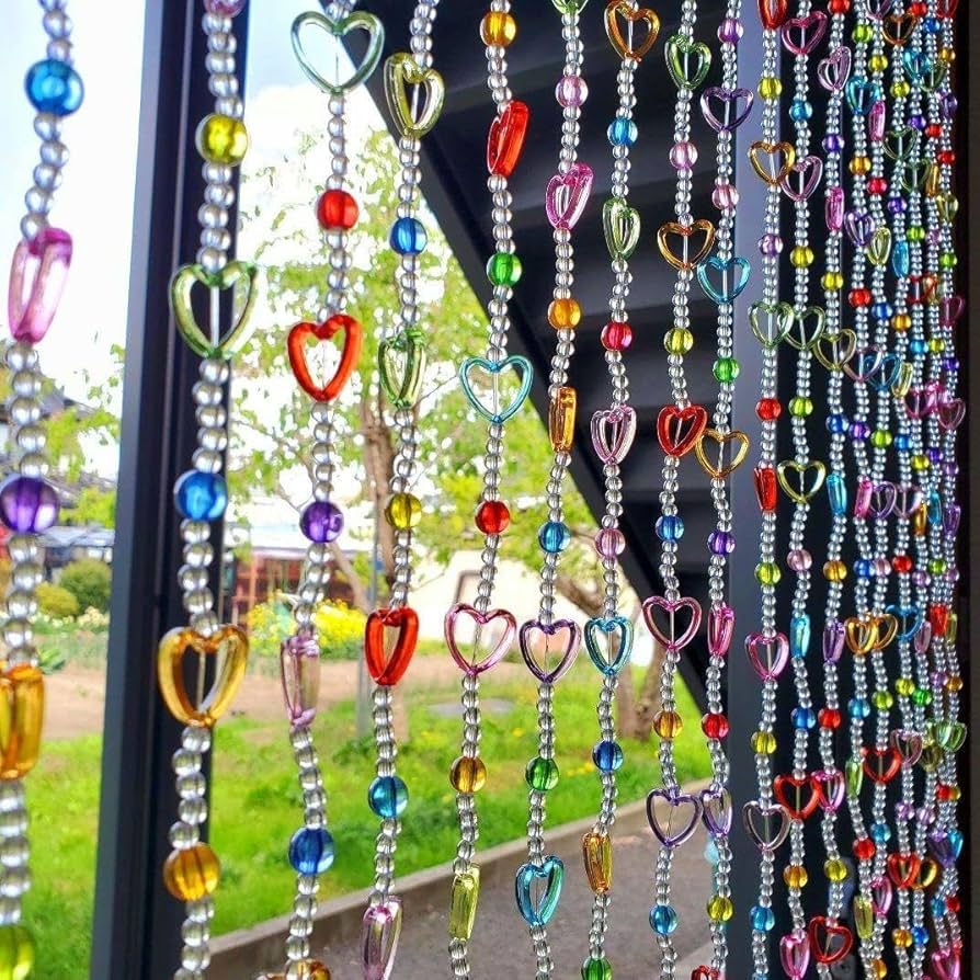 Amazon.co.jp: ビーズのれん ビーズカーテン 珠暖簾 ポップ カラフル