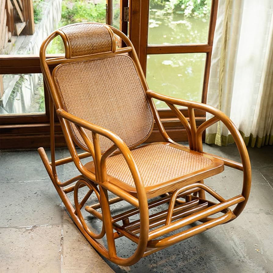 Amazon｜籐天然高級アーム パティオロッキングチェア、天然籐