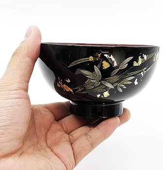 Amazon.co.jp: 大藤漆器店 輪島塗 夫婦汁椀 黒内朱・朱 蘭沈金 WA10-2