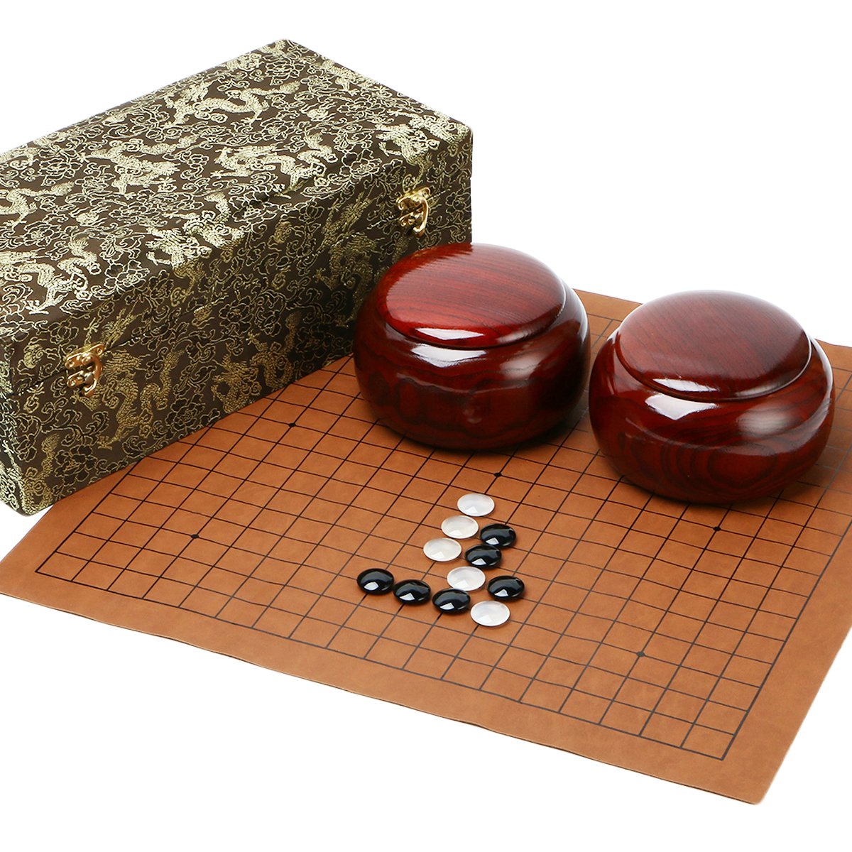 Amazon | [華能] 天然瑪瑙（メノウ）碁石セット 高級ナツメ製碁笥 豪華