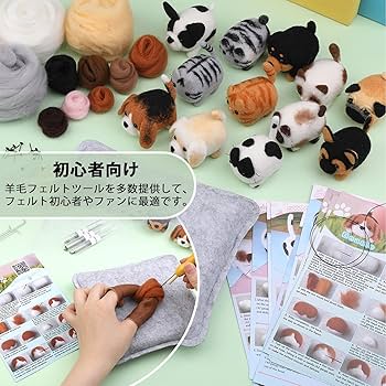 Amazon.co.jp: 12ピース 羊毛フェルト キット 説明書付き フェルト