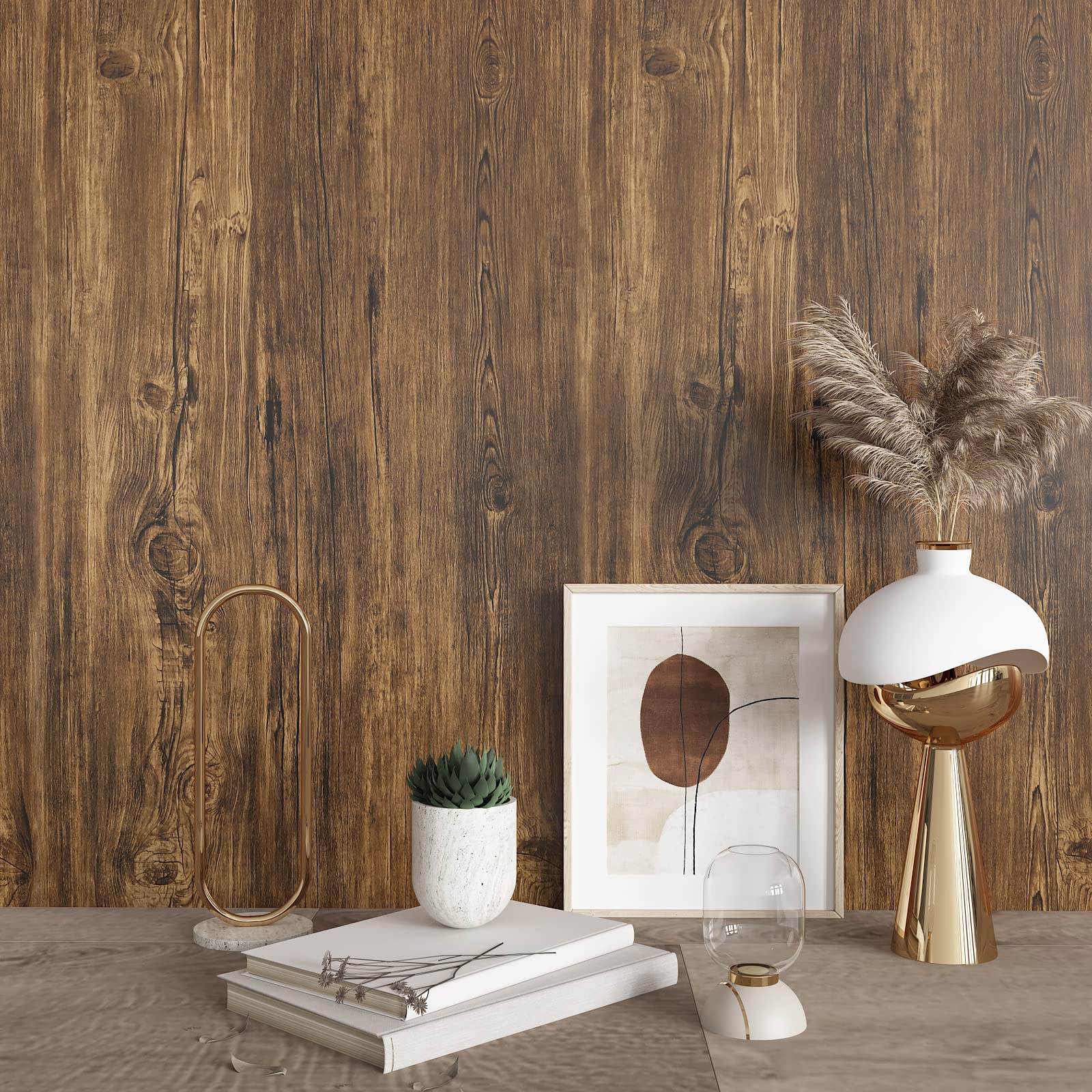 Amazon | 木目調シール 壁紙 ダークブラウン カッティングシート 木目