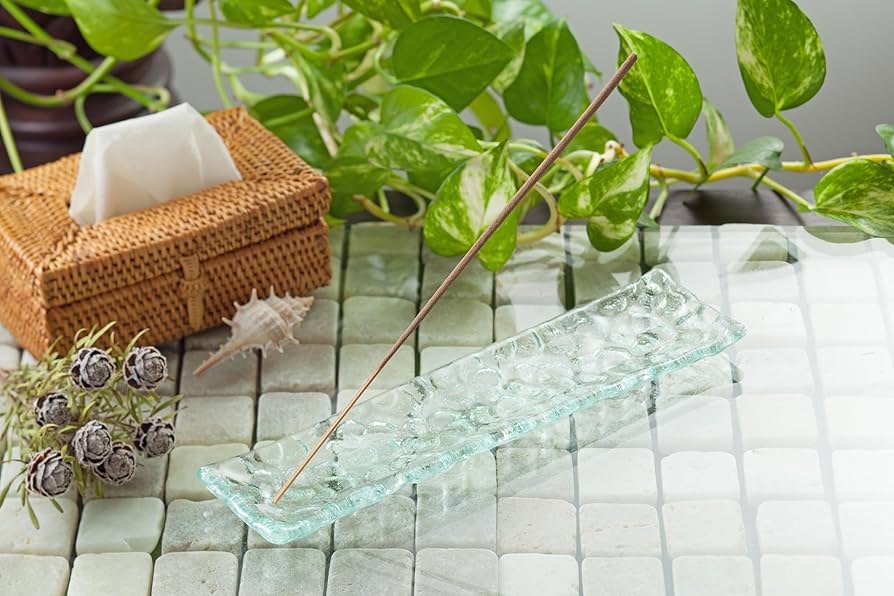 Amazon.co.jp: お香立て 香トレー ガラス トレー 横置き 皿 お香